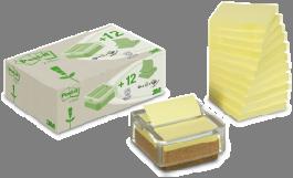 Recycled Post-it Z NotesTower 76mm*76mm 16 100 B330 1RG Recycled carton Desk Grip Dispenser Not refillable Yellow 76mm*76mm 1 200 636 1CY Yellow Recycled
