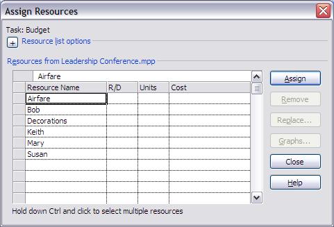 Assigning Resources from the Resource Sheet Once you have created your resource list, you can then assign them to your tasks. To assign a resource, follow the steps below. 1. Select View, Gantt Chart.