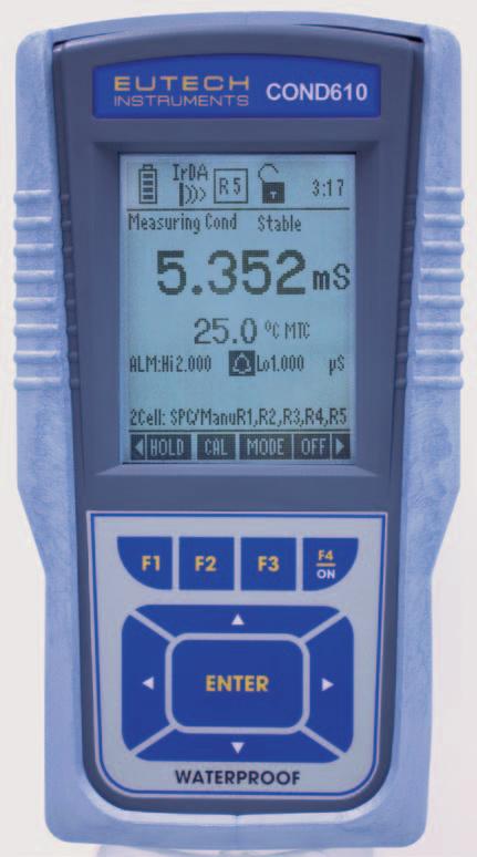 CyberScan COND 610 ; CyberScan COND 600 Conductivity/TDS/Salinity/Resistivity/ºC/ºF Conductivity/TDS/ºC/ºF Conductivity/ TDS/Salinity CyberScan Waterproof Handheld View readings, calibration and