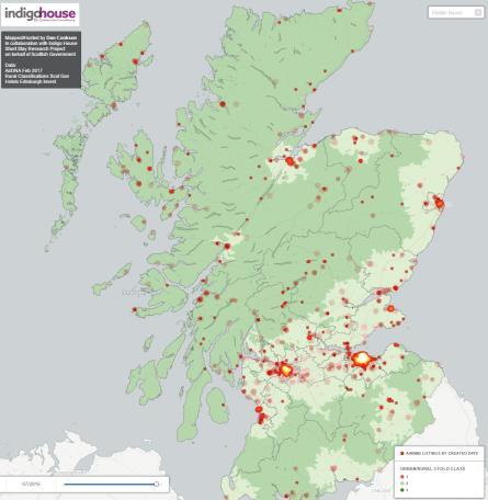 Analysis of Airbnb supply 4.2.1 Distribution across Scotland The following analysis of Airbnb listings between January 2013 and January 2017 is based on data sourced from AirDNA 2.