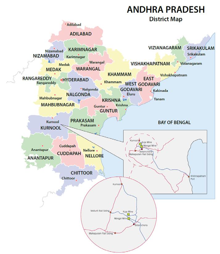 NSL Indian iron ore mining leases Kurnool Province of Andhra Pradesh Southern India Recognised and established iron ore region Approximately 360km from port by road/rail AP23