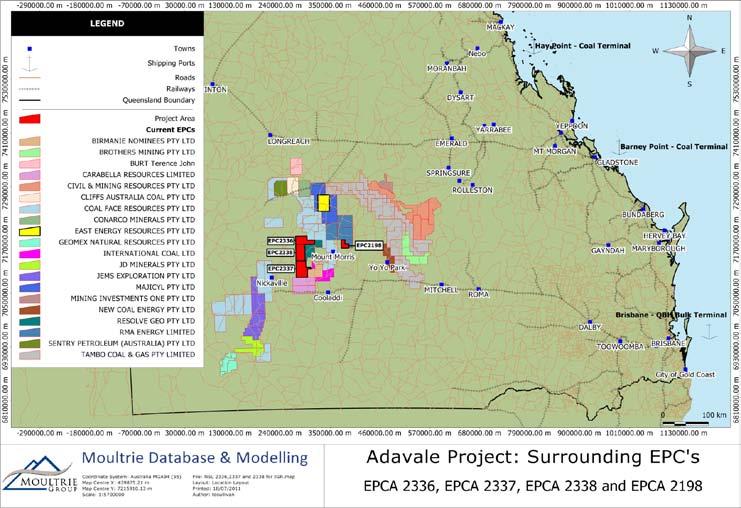 Highlights Queensland thermal coal Queensland exploration permits for coal (EPC) 2198, 2336, 2337 & 2338 covering 2585km 2 Analysis of historical drilling derives attractive exploration targets of 6.