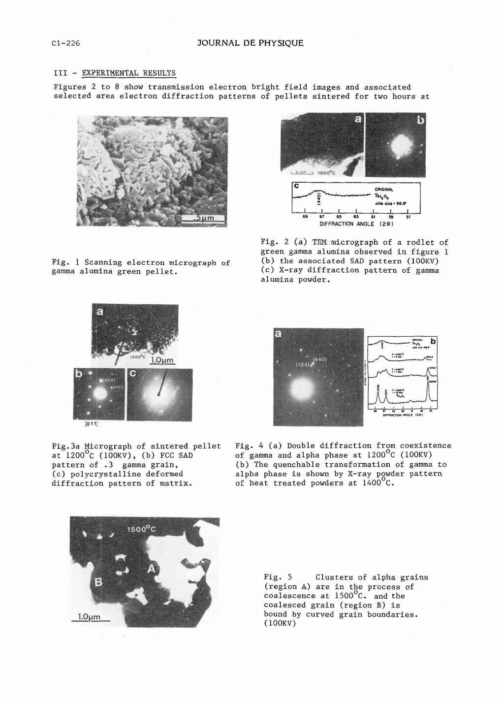 Cl-226 JOURNAL DE PHYSIQUE 111 - EXPERIMENTAL RESULTS Figures 2 to 8 show transmission electron bright field images and associated selected area electron diffraction patterns of pellets sintered for