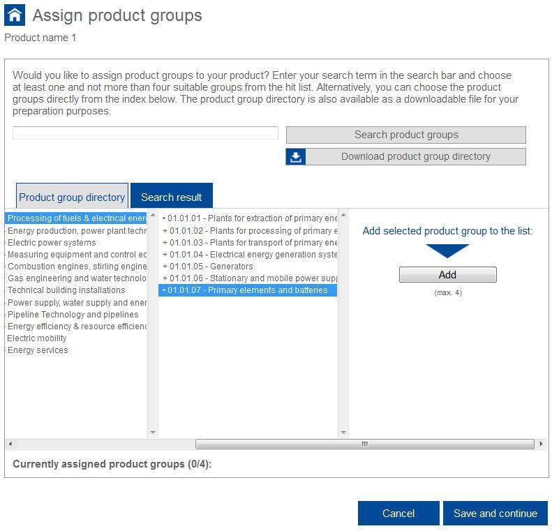 2.2.2. Assign product groups Trade show visitors frequently use the product group search function on the trade show website to identify exhibitors and products that are relevant to them.