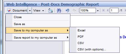 Excel, PDF or CSV) Click Save Name the report and select the location on your computer to save it to Before viewing, saving or printing a report, ensure that your IE Browser is set up to enable