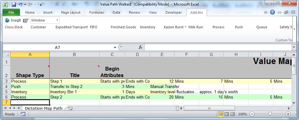 Section III: Drawing the Value Stream Map Sequence When working in a LeanView diagram, a right-mouse click on the drawing canvas will reveal a list of options.