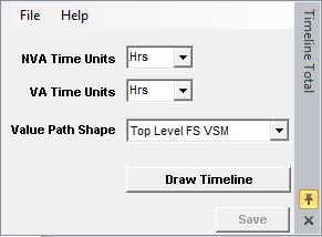 LeanView can also be used to automatically construct a timeline to visually indicate Value Added (VA) and Non- Value Added (NVA) time in the value stream.