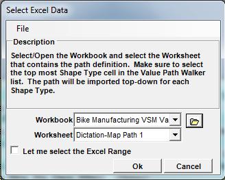 Section XVI: Value Path Walker Once a Value Path Walker workbook has been created, the value stream can be automatically drawn and the associated shape data imported using the LeanView import options.