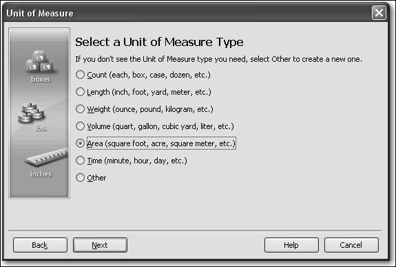 L E S S O N 1 0 7 Select Area as the unit of measure type.