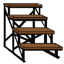 Steps with Half Platform & Rail Two steps with the third step being a 19" x 29" half platform with rail for safety.