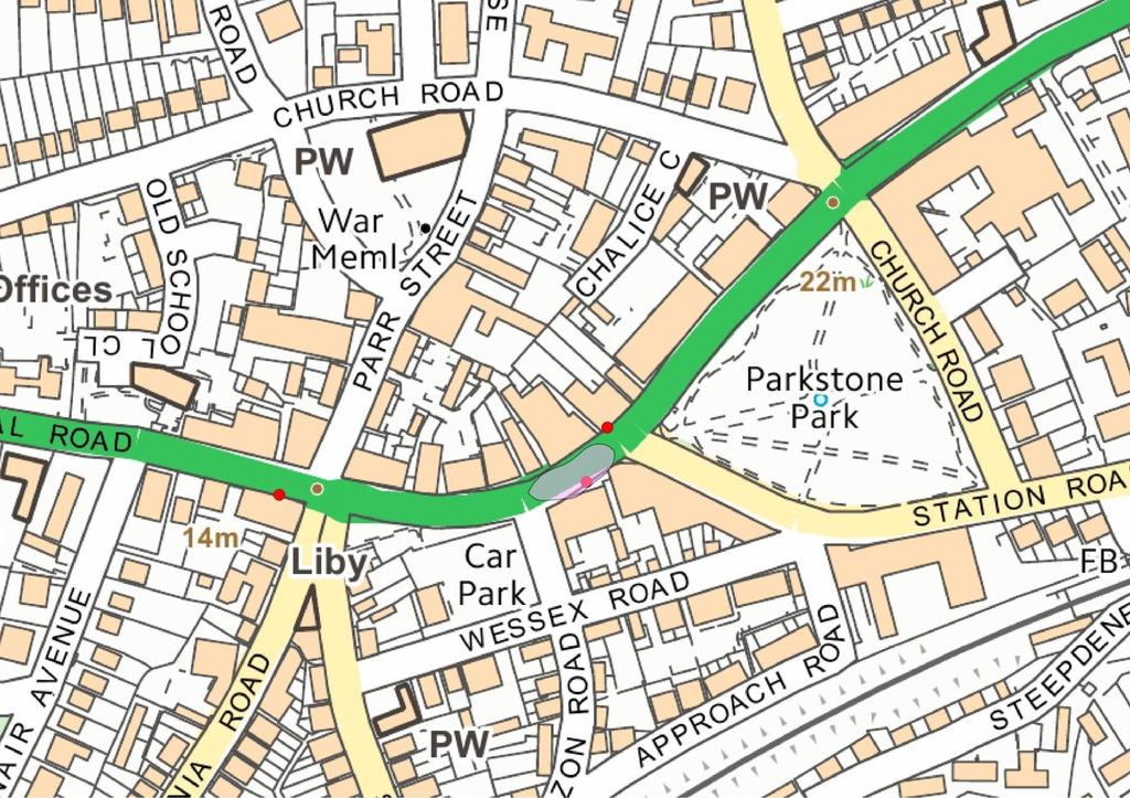 Figure 1: Location of Commercial Road (Ashley