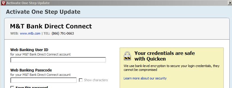 h. Select Next and enter your M&T Online Banking User ID and Password and select Connect i. Confirm Link is selected the account in process, and select Next j. Select OK k.