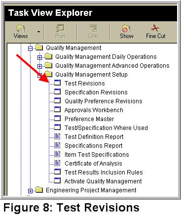 To create a new test, to go to the Quality Management Setup menu (G3741) and select Test Revisions (P3701) as shown in Figure 8.