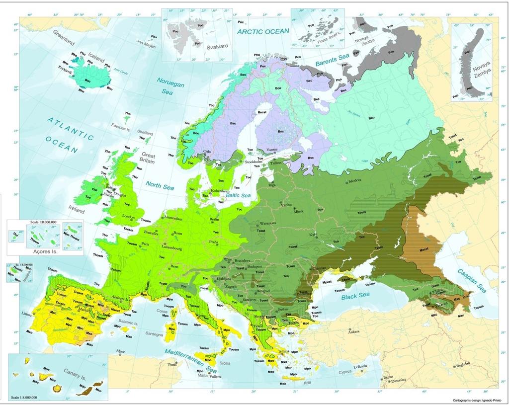 Forest typology Potential impacts of climate change differ between bioclimatic zones and forest types in Europe.