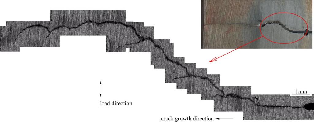 Fig. 5 Crack turning, meandering and branching for
