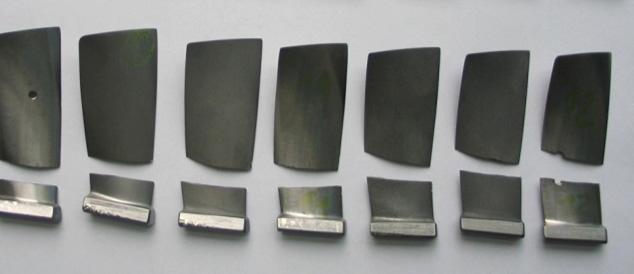 In this paper, results for only three from ten blades were in detail described. The damage schemes of remaining blades are similar to presented in Fig. 4.