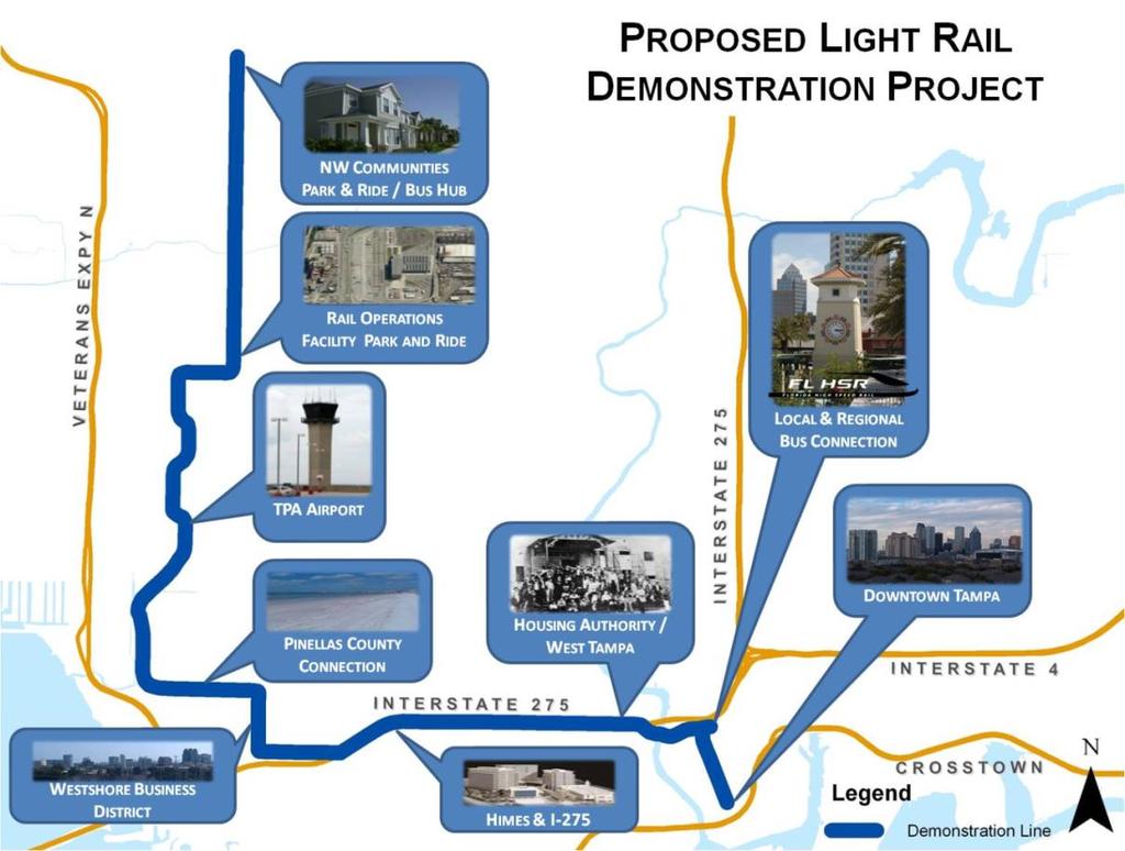Figure 4 Proposed LRT Demonstration Project 2013 Downtown Transit Assets and Opportunities Study (URS) The MPO and the Tampa Downtown Partnership initiated the Downtown Transit Assets & Opportunities