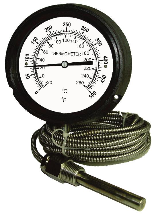 REMOTE DIAL & GAS ACTUATED THERMOMETERS Miscellaneous thermometers designed for specific applications SPECIFICATIONS - REMOTE DIAL VAPOR THERMOMETER Dial Size 3 ½ (88.