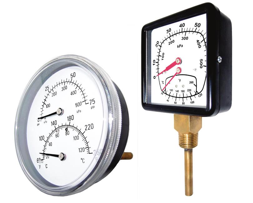 4 INDUSTRIAL TRIDICATORS Dual reading pressure and temperature instrument High quality, economical design for use in commercial and industrial boiler applications SPECIFICATIONS Dial 4 (101 mm)