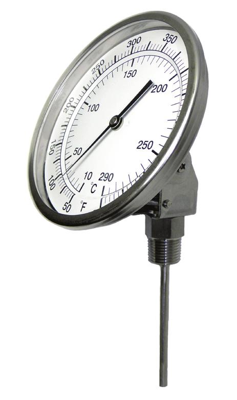 SPECIFICATIONS BIMETAL THERMOMETERS ADJUSTABLE ANGLE TYPE Every angle adjustable type thermometer Features anti-vibration design, anti-parallax dial and hermetically sealed Dial 3 (76 mm), 5 (130 mm)