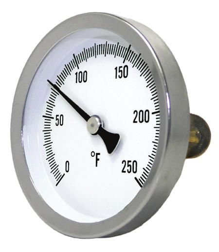 SURFACE MOUNT THERMOMETERS Miscellaneous bimetals designed for specific applications SPECIFICATIONS - MAGNETIC THERMOMETER (B2MS) Dial Size 2 (50 mm) Black steel Bezel Black steel Stem Length Surface