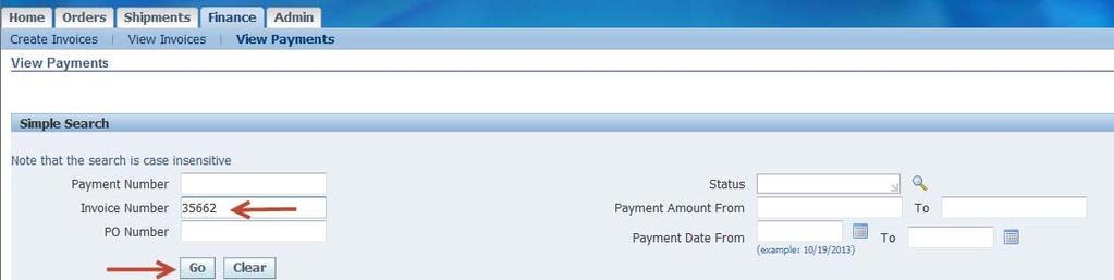 Payments Information 1 Click the View Payments link