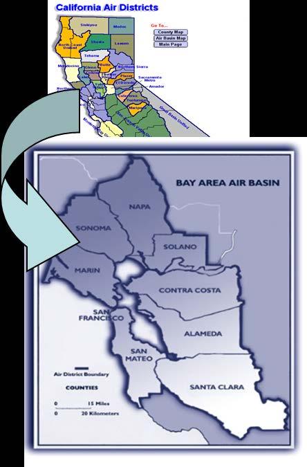 Bay Area Air Quality Management District Mission Attain air quality standards Protect public health Protect the climate Jurisdiction 9 counties / 101 cities 7 million people 2.