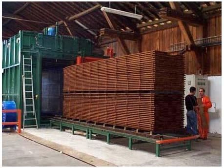 com Wood dried to about 12% MC is heated in a nitrogen atmosphere, which contains