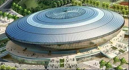 (b) (a) (c) Figure 2.The HoujieStadium in China The plan of the suspendome roof is an ellipse, with long axis of 127.