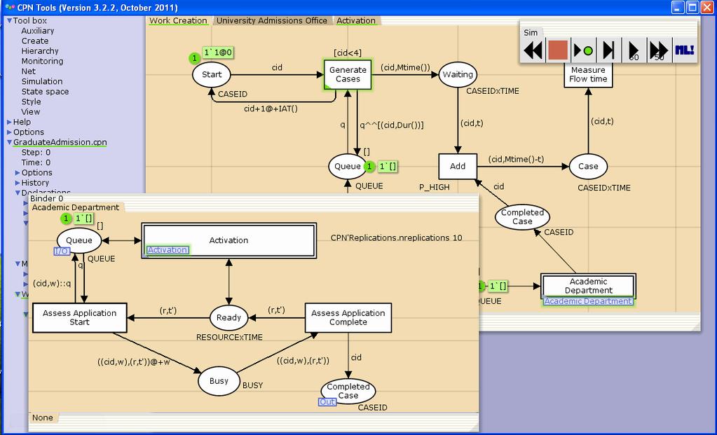 54 Chapter 3. Preliminaries Figure 3.12: Screen-shot of CPN Tools.
