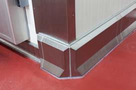 materials - sanicoat or stainless steel sanicoat stainless steel PolySto OP30RB Sanicoat curb with epoxy floor coving applied into a rebate.