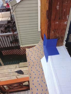 Place one HydroCorner in each sill corner, and then cover with a piece of self-adhered flashing (HydroFlash ) for a