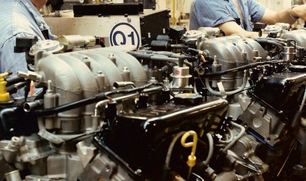 on an engine assembly line