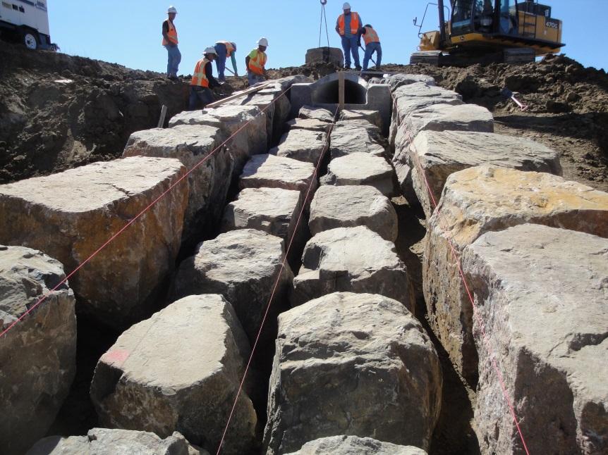 Pipe Outfalls Grouted Boulder Required when the outfall is >4 above channel invert Typical Problems: Subgrade preparation, toeing boulders 3 below channel invert in