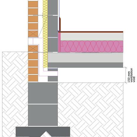 E5 Ground Floor Beam & Block (Perpendicular) General Construction Specification: l wall lining; l inner leaf blockwork; l Kingspan Thermawall TW50 50 mm with 50 mm cavity; and l outer leaf brickwork.
