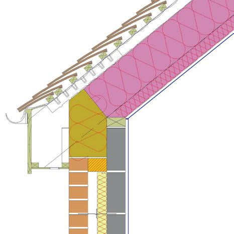 E11 Eaves (Insulation at Rafter Level) General Construction Specification: l wall lining; l inner leaf blockwork; l Kingspan Thermawall TW50 50 mm with 50 mm cavity; and l outer leaf brickwork.