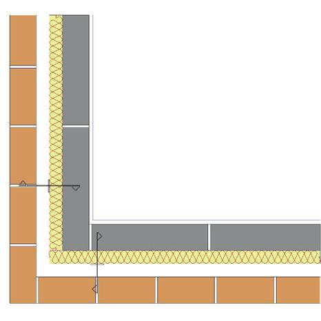 E16 Corner (Normal) General Construction Specification: l wall lining; l inner leaf blockwork; l Kingspan Thermawall TW50 50 mm with 50 mm cavity; and l outer leaf brickwork. U value Range: l 0.