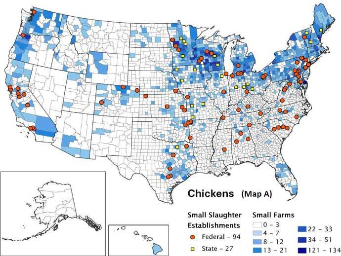Map 3 U.S. Small Slaughter Establishments: Chickens Map 4 U.S. Counties with No Small Slaughter Facility: Cattle Map 5 U.