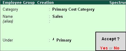Creation of Payroll Masters The Employee Group Creation screen is displayed as shown: Figure 2.2 Employee Group Creation screen 4.