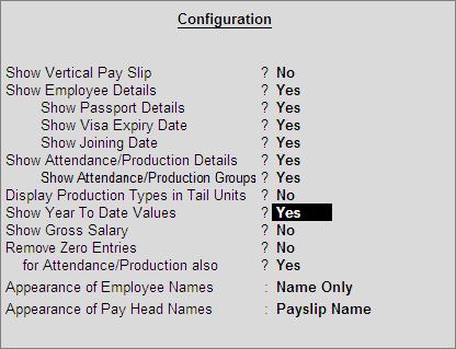 Payroll Reports Press F12: Configure and set the following options to Yes Figure 10.