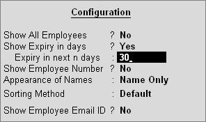 Payroll Reports The Passport Expiry Report is displayed as shown: Figure 10.