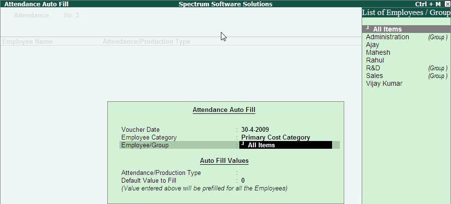 4 Attendance Auto Fill with Employee List Select Present as Attendance Type in the Attendance/