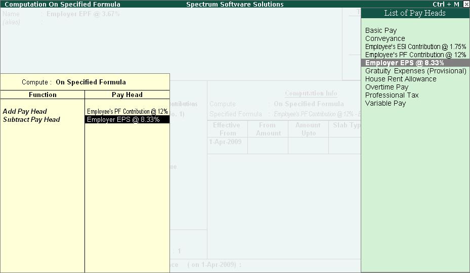 Accounting for Employer PF Contributions The Compute sub-screen is displayed as shown: Figure 4.