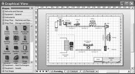 Functions Project views Graphical project views The, using the Visio 2002 Professional graphical engine, enables you to create project views in specific pages: b Process or machine view, a unique