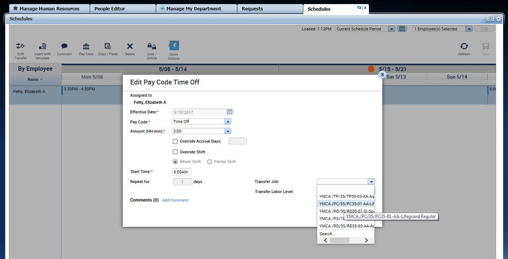 TIME OFF TRANSFERRING PTO In the new window, go to the Transfer Job drop down and select the position that the PTO