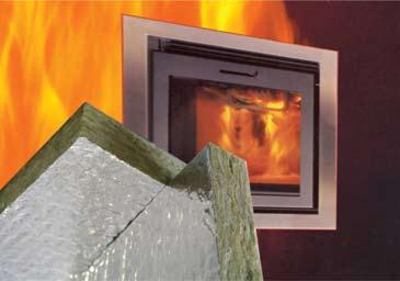 R Slab CHAMINÉ Fireplaces DEFINITION: Semi rigid slabs of uniform thickness made of stone wool fibres bonded with synthetic binder, faced with a 38 μm thick aluminium cap. - Thermal insulation.