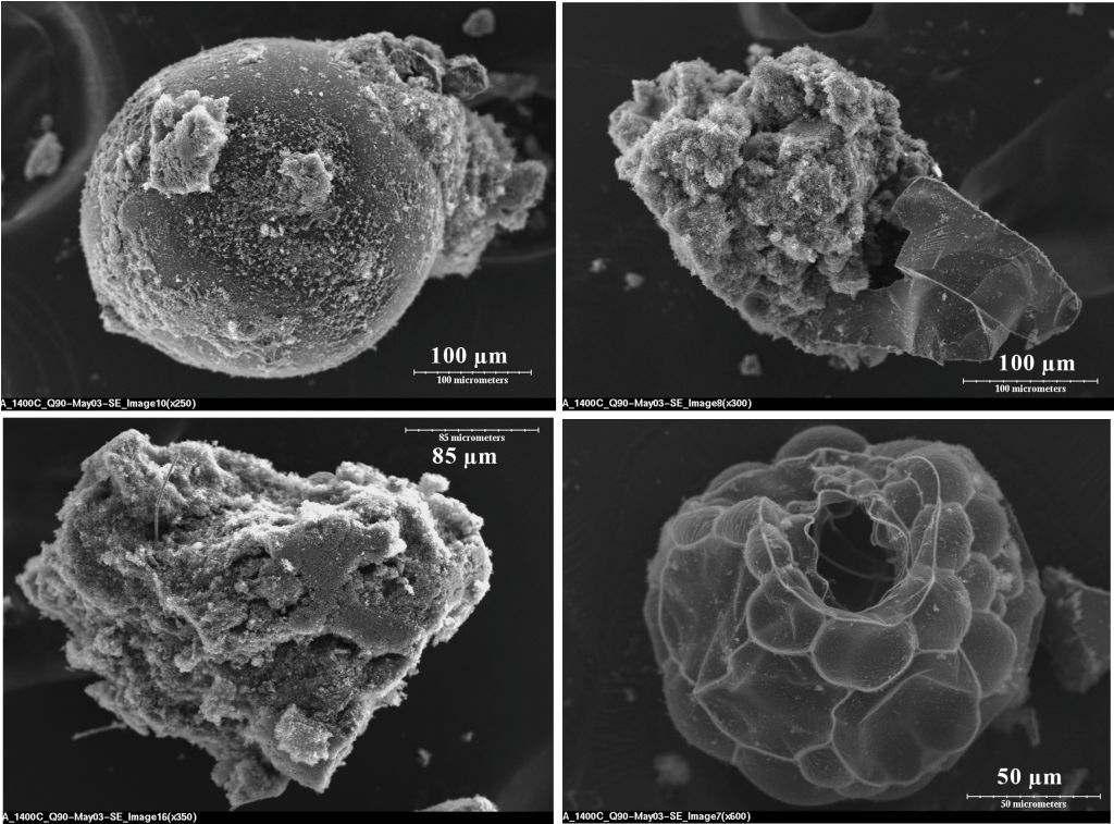 Figure 3-9 - Asphaltenes char particles obtained at 1400 C Figure 3-10 - HR-SEM micrographs from
