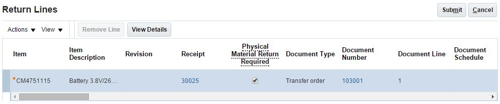 Is selected: Order Management creates a transaction for the physical return of the material, and then sends the sales order to Shipping.
