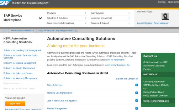 Source of Information OSS-System Notes (Search term: Automotive Consulting Solutions) Internet Overview-, Detail-