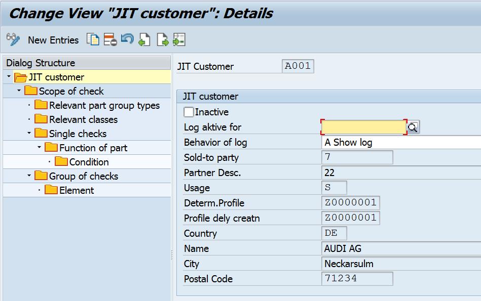 Maintenance of JIT customer and scope of check A